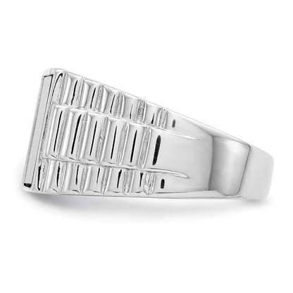 Sterling Silver Rhodium Plated Men'S Onyx Ring