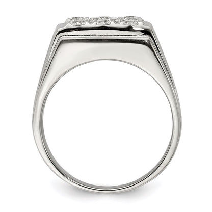 Sterling Silver Rhodium Plated Men'S Cz Ring