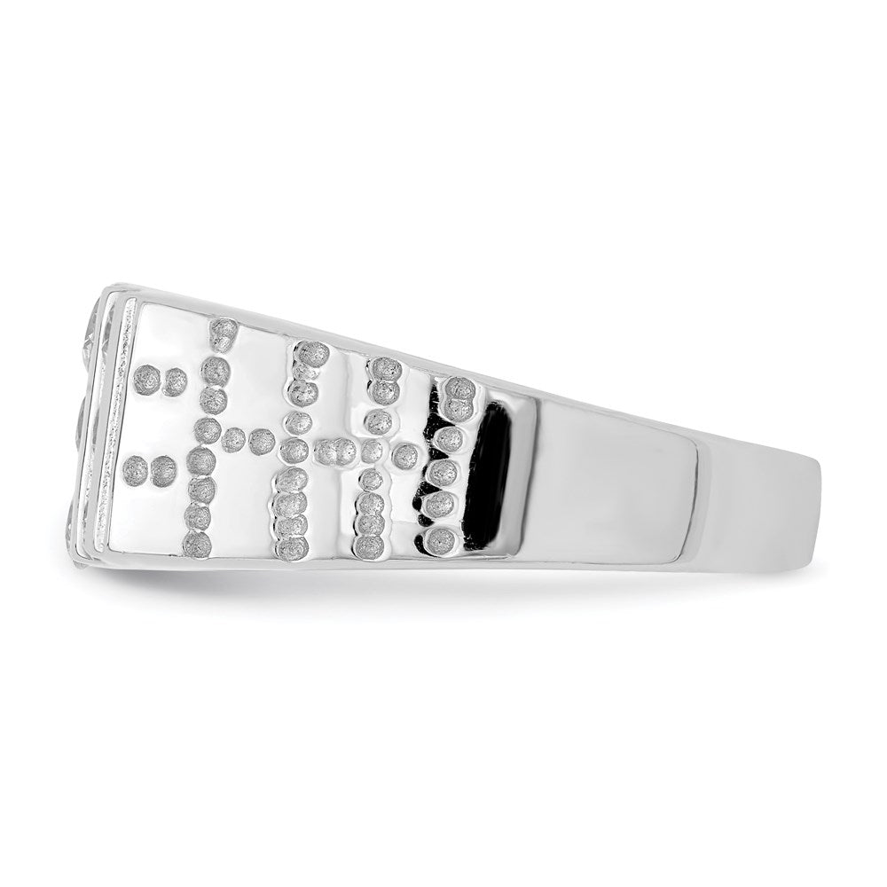 Sterling Silver Rhodium Plated Men'S Cz Ring