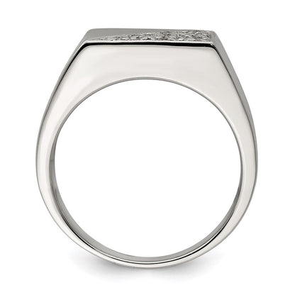 Sterling Silver Rhodium Plated Men'S Cz Fashion Ring