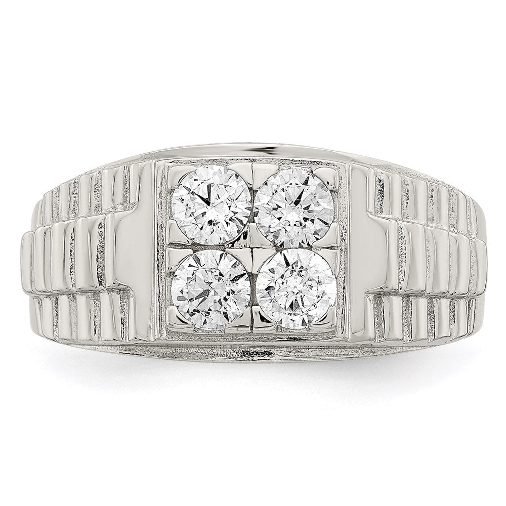 Sterling Silver Rhodium Plated Cz Fashion Ring