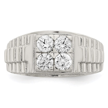 Sterling Silver Rhodium Plated Cz Fashion Ring