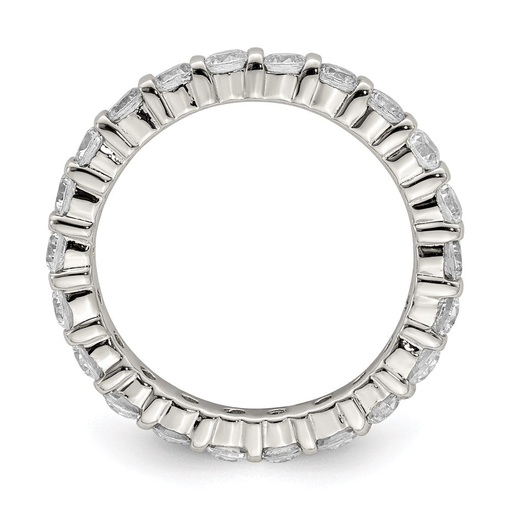 Sterling Silver Rhodium Plated Cz Band