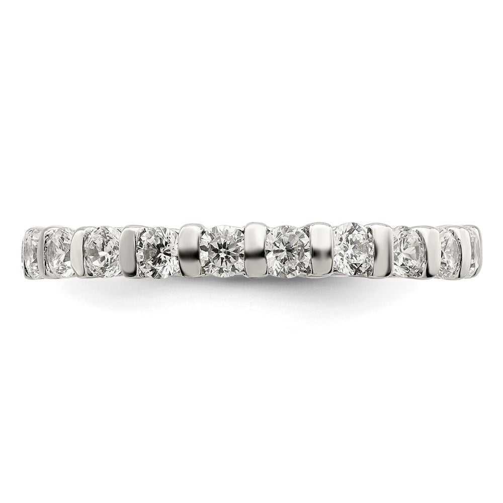 Sterling Silver Rhodium Plated Cz Band