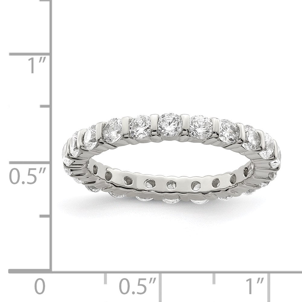 Sterling Silver Rhodium Plated Cz Band