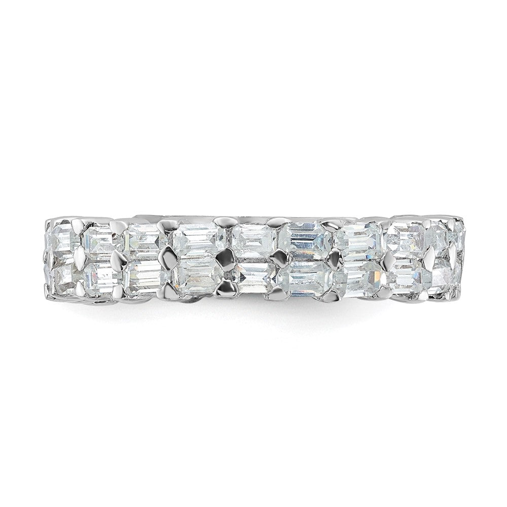 Sterling Silver Cz Double Band Ring
