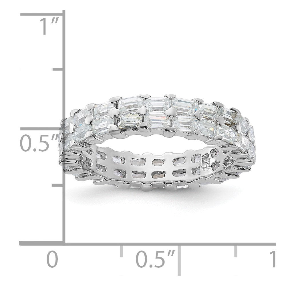 Sterling Silver Cz Double Band Ring