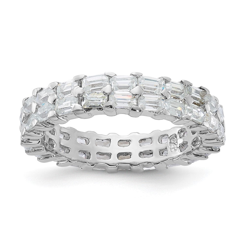 Sterling Silver Cz Double Band Ring