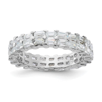 Sterling Silver Cz Double Band Ring