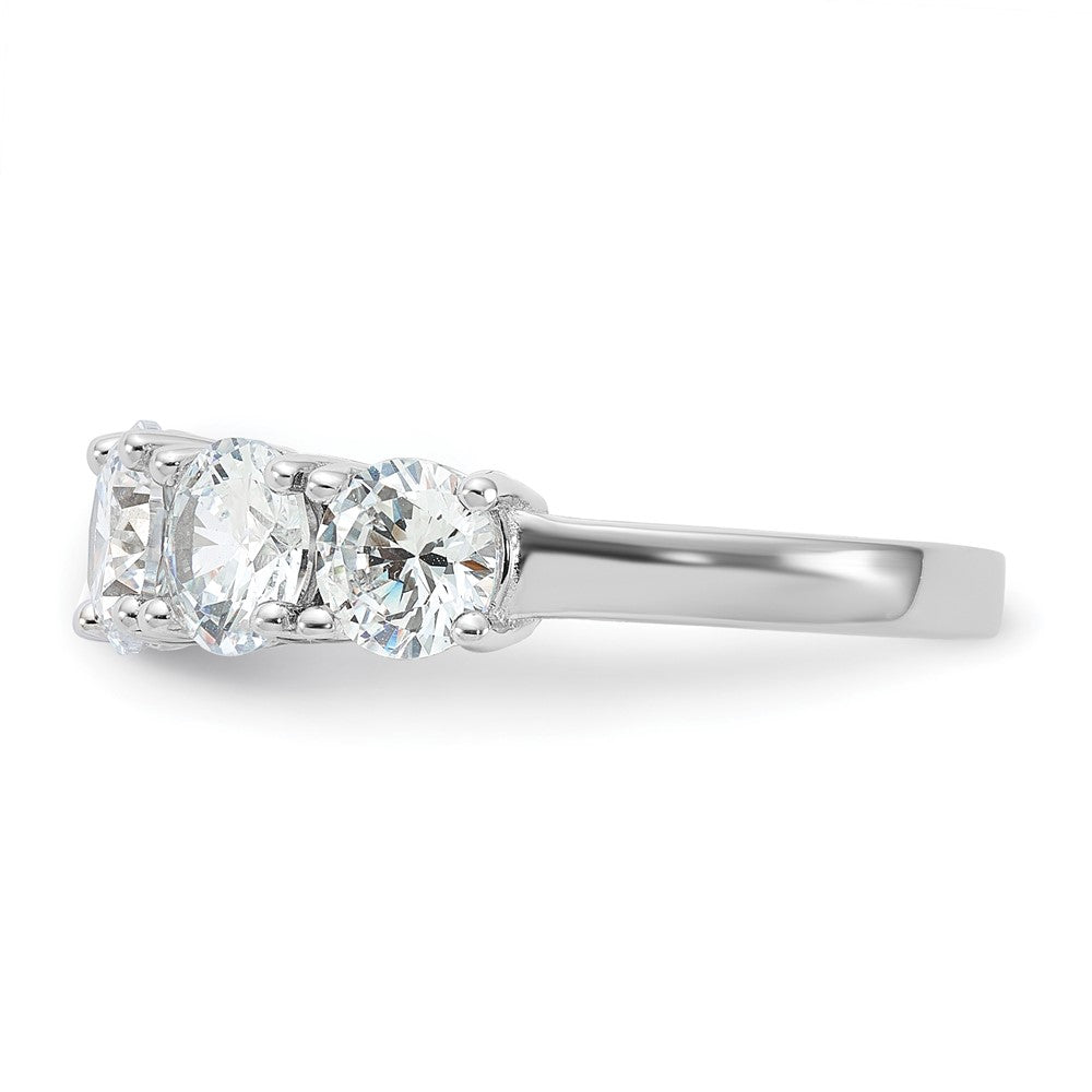 Sterling Silver Rhodium Plated Cz 5 Stone Ring