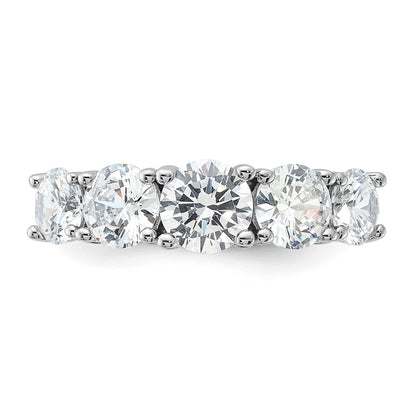 Sterling Silver Rhodium Plated Cz 5 Stone Ring