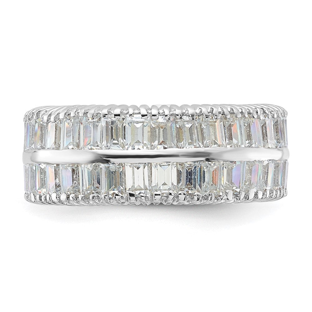 Sterling Silver Cz Double Band Ring