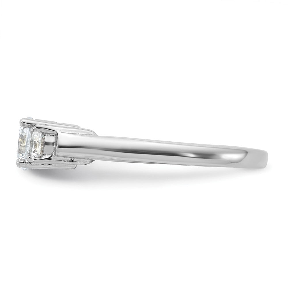 Sterling Silver Rhodium Plated Three Cz Ring