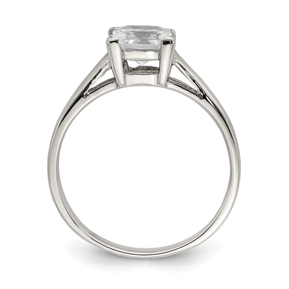 Sterling Silver Rhodium Plated Cz Ring