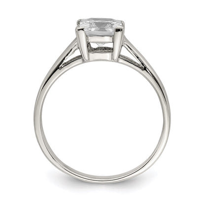 Sterling Silver Rhodium Plated Cz Ring