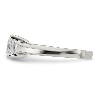 Sterling Silver Rhodium Plated Cz Ring