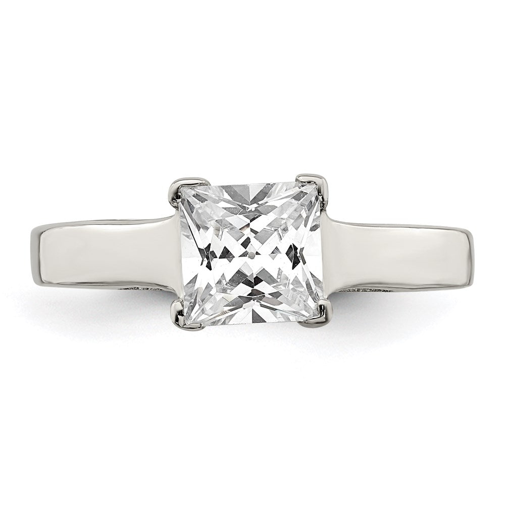 Sterling Silver Rhodium Plated Cz Ring