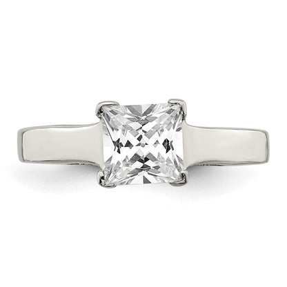 Sterling Silver Rhodium Plated Cz Ring