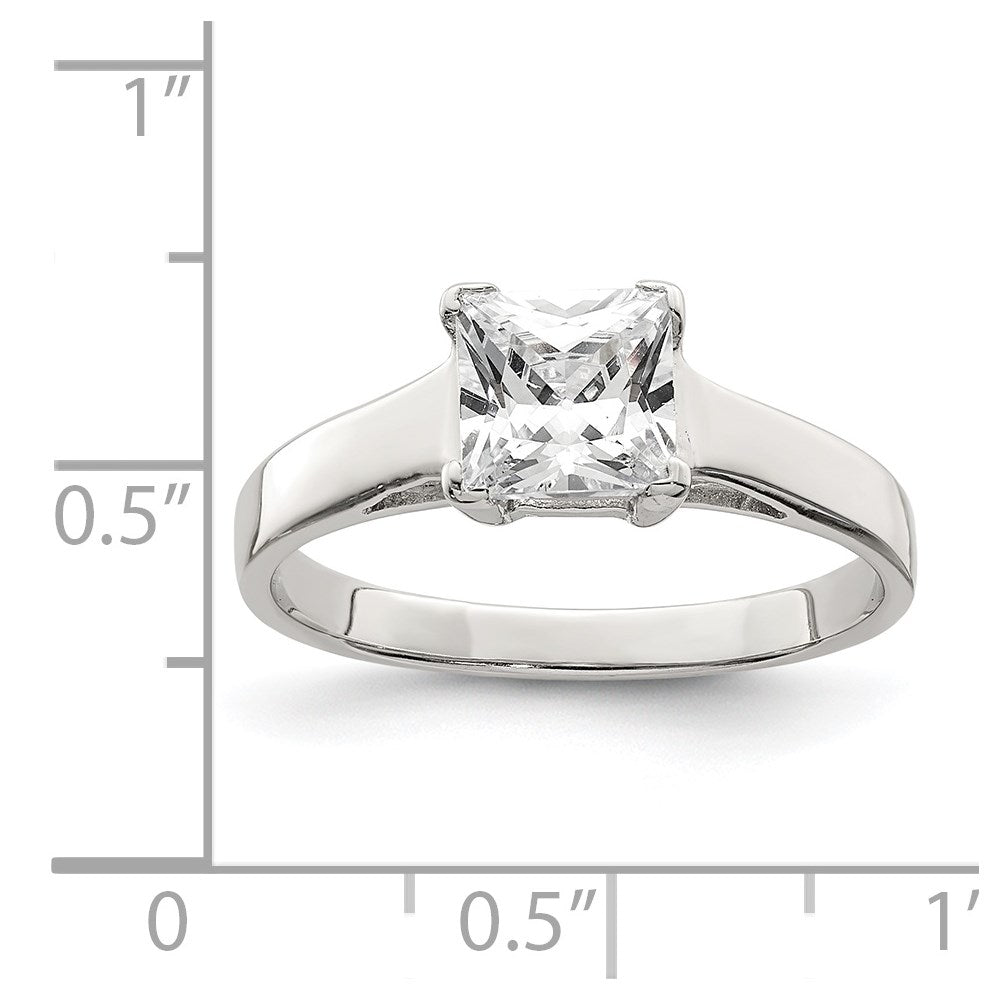 Sterling Silver Rhodium Plated Cz Ring