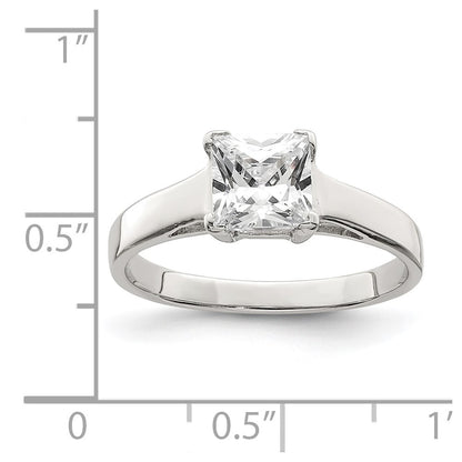 Sterling Silver Rhodium Plated Cz Ring