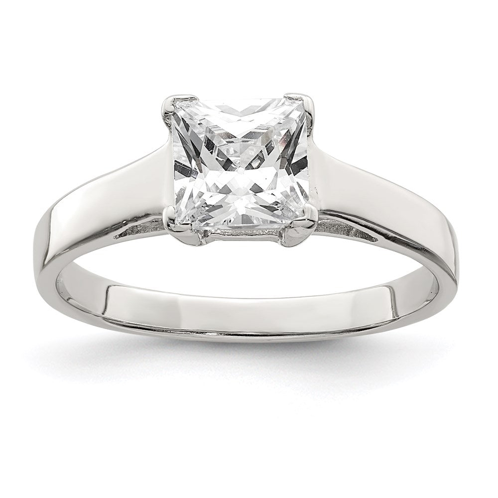 Sterling Silver Rhodium Plated Cz Ring