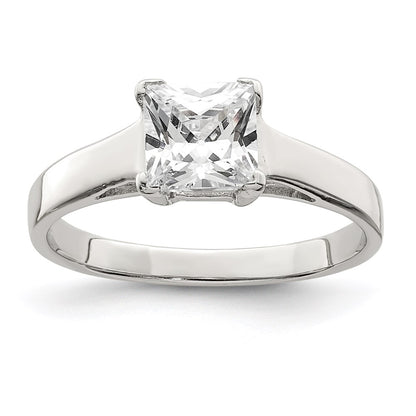 Sterling Silver Rhodium Plated Cz Ring