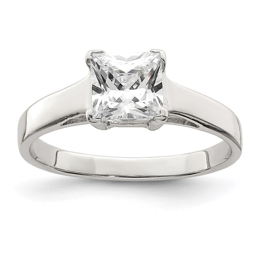 Sterling Silver Rhodium Plated Cz Ring