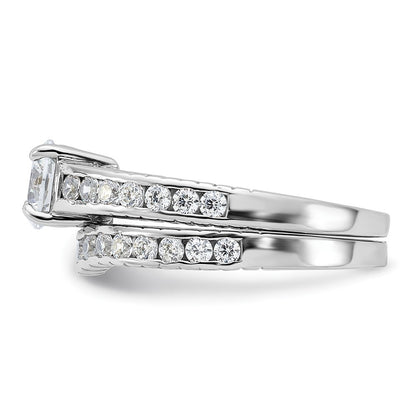 Sterling Silver Rhodium Plated 2 Piece Cz Size 6 Wedding Set Ring