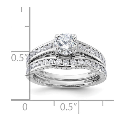 Sterling Silver Rhodium Plated 2 Piece Cz Size 6 Wedding Set Ring