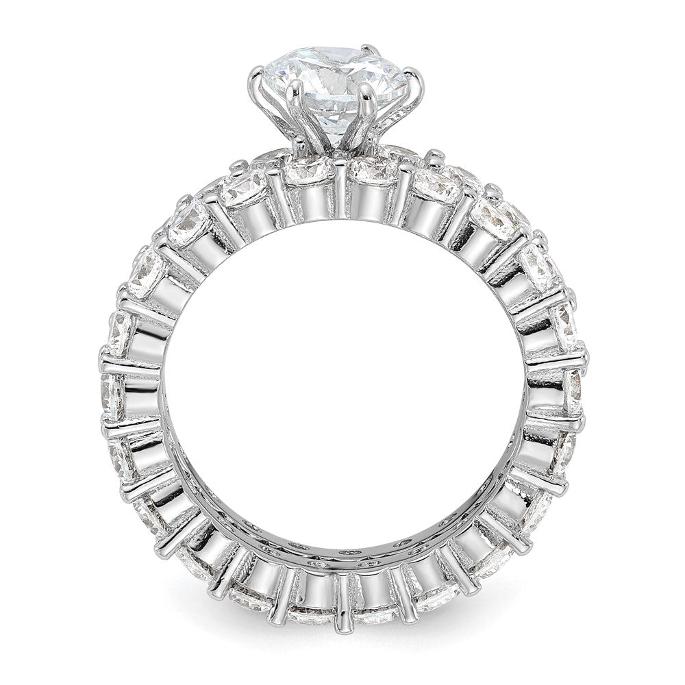 Sterling Silver Rhodium Plated Cz 2 Piece Wedding Set Ring