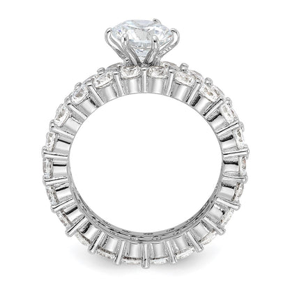 Sterling Silver Rhodium Plated Cz 2 Piece Wedding Set Ring