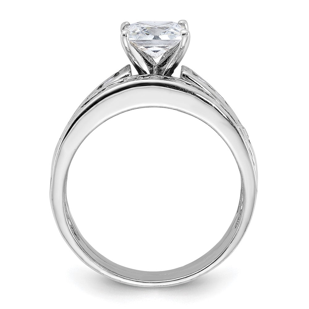 Sterling Silver Rhodium Plated 2 Piece Cz Size 6 Wedding Set Ring