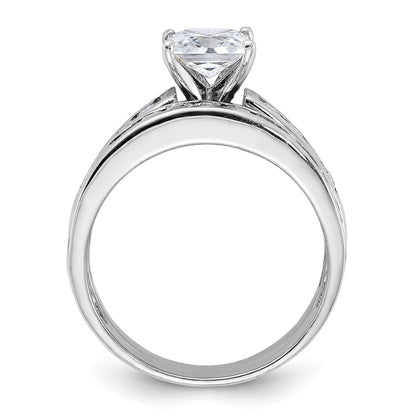 Sterling Silver Rhodium Plated 2 Piece Cz Size 6 Wedding Set Ring