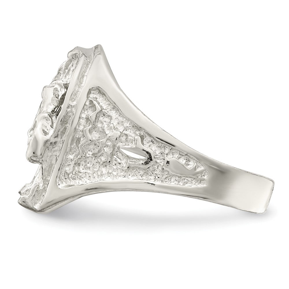 Sterling Silver Horseshoe With Horse Head Ring