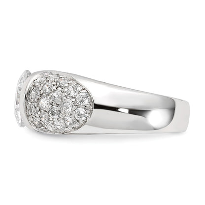 Sterling Silver Cz Domed Ring