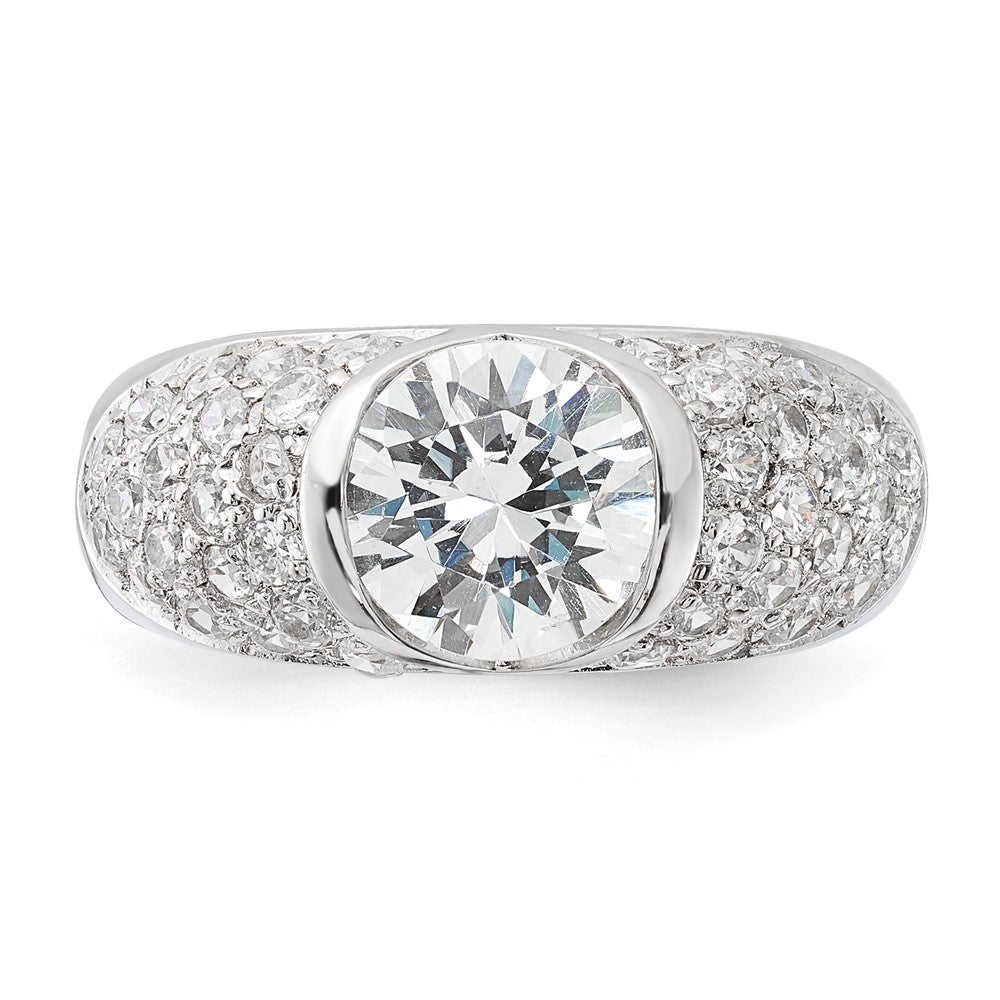 Sterling Silver Cz Domed Ring