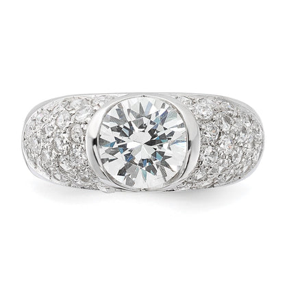 Sterling Silver Cz Domed Ring