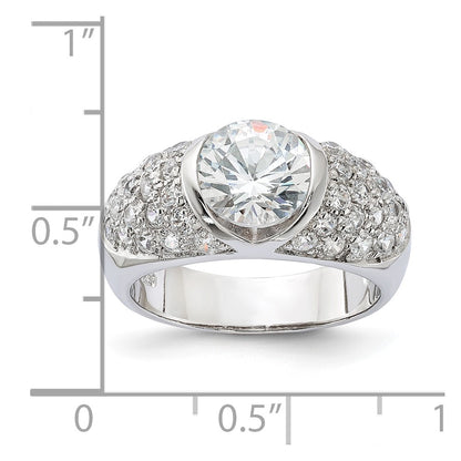 Sterling Silver Cz Domed Ring
