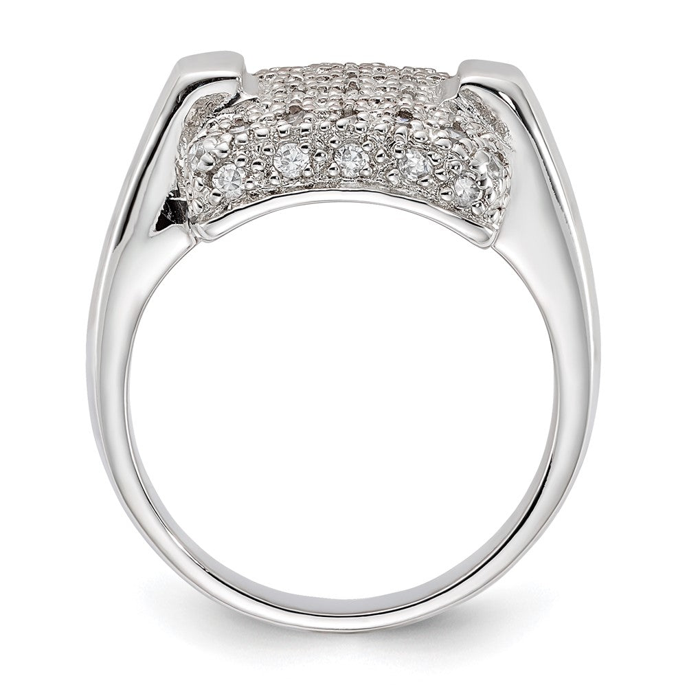 Sterling Silver Pave Cz Square Ring (Size 7 Only)