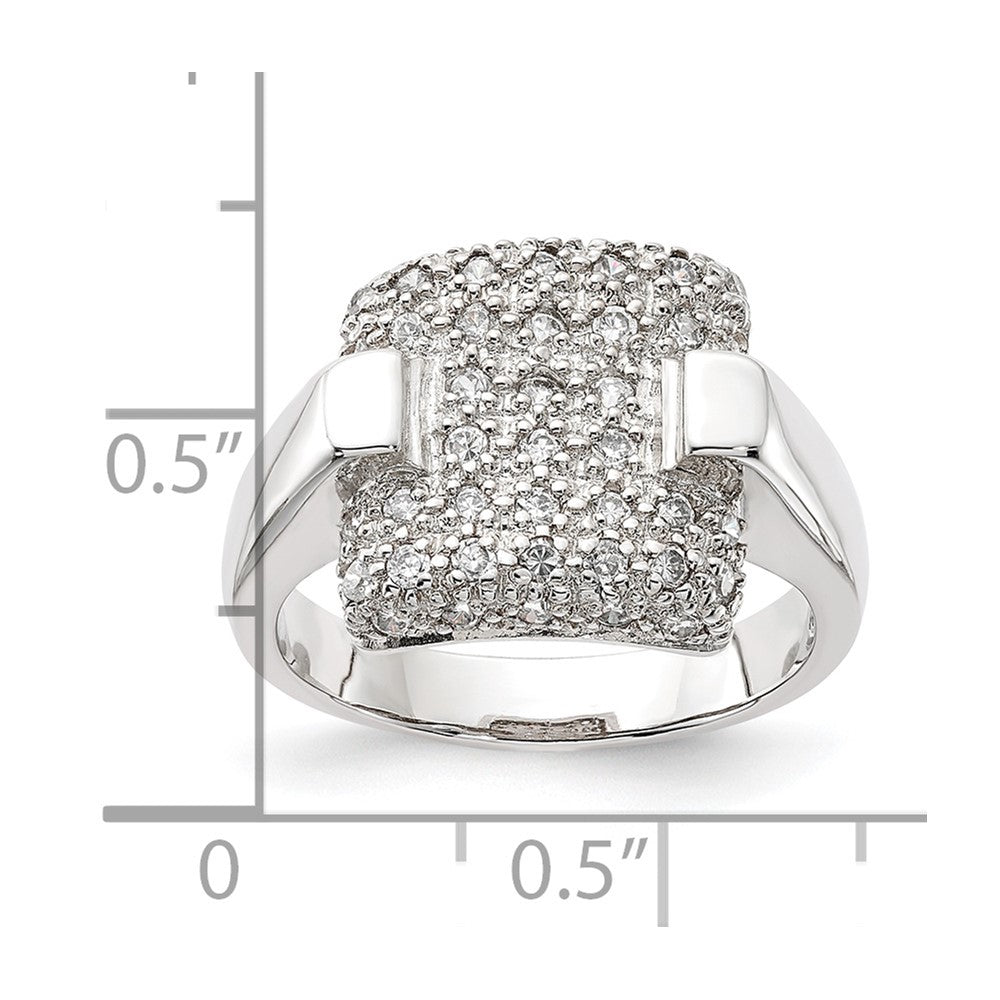 Sterling Silver Pave Cz Square Ring (Size 7 Only)