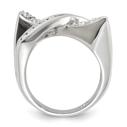Sterling Silver Cz X Ring