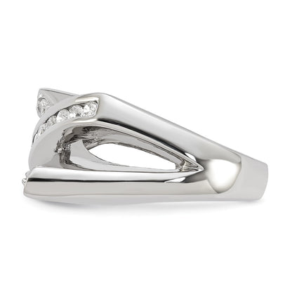Sterling Silver Cz X Ring