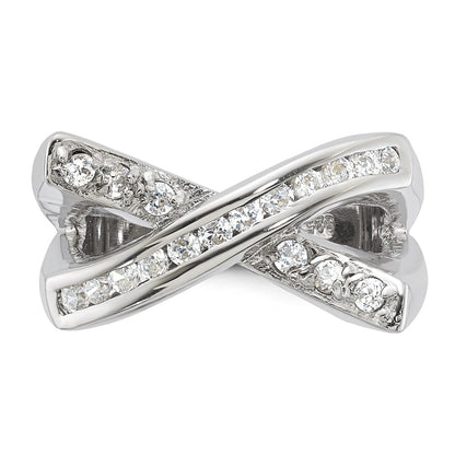 Sterling Silver Cz X Ring
