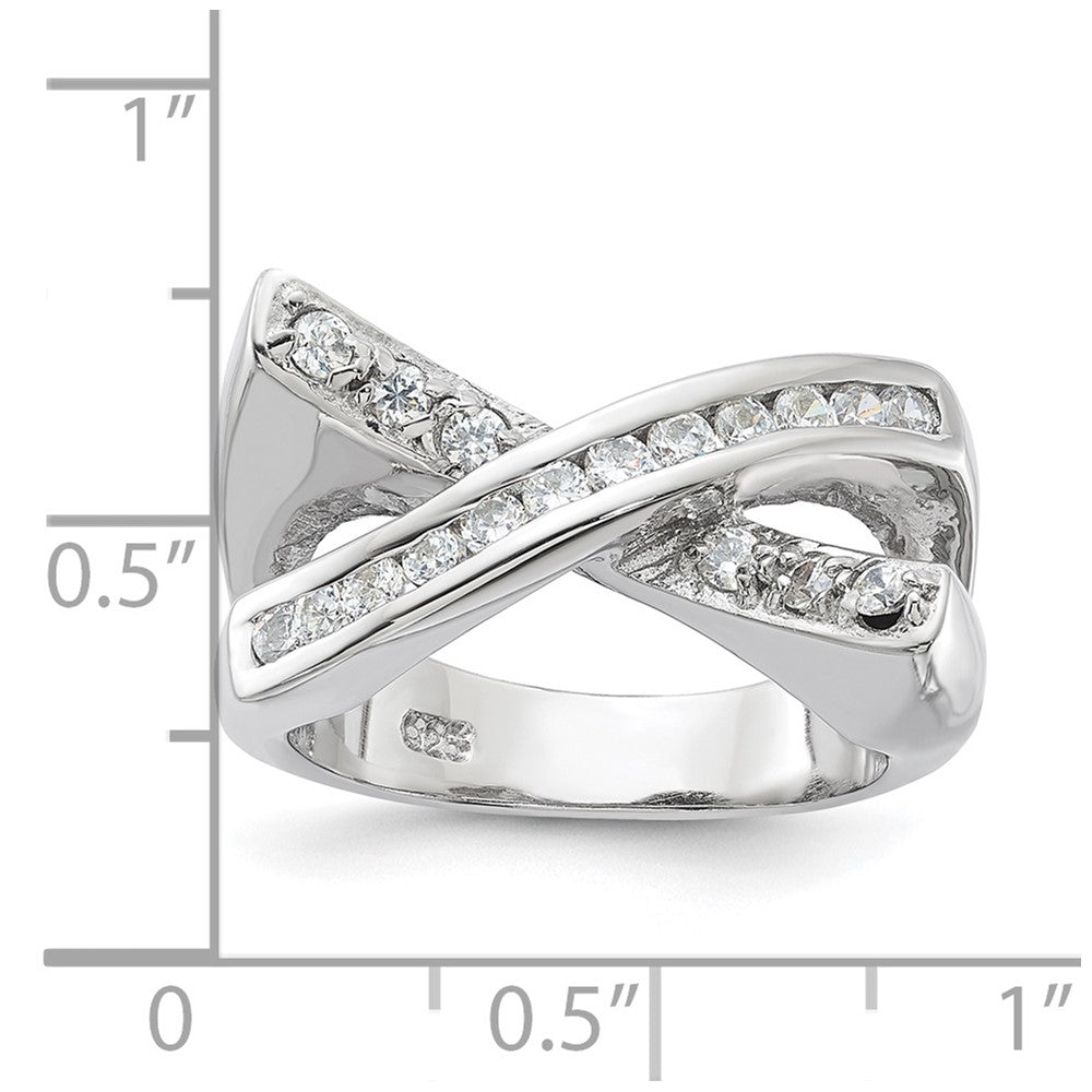 Sterling Silver Cz X Ring