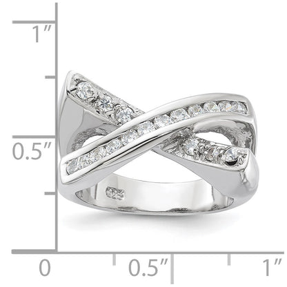 Sterling Silver Cz X Ring