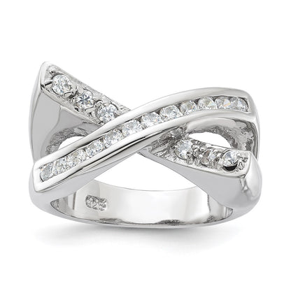 Sterling Silver Cz X Ring