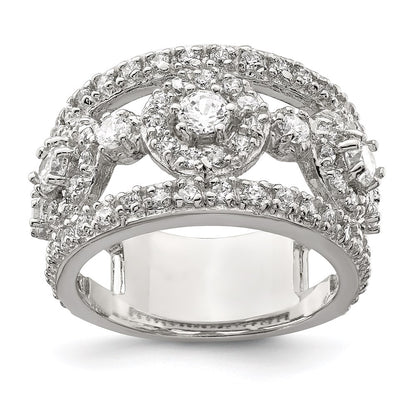 Sterling Silver Cz Polished Ring