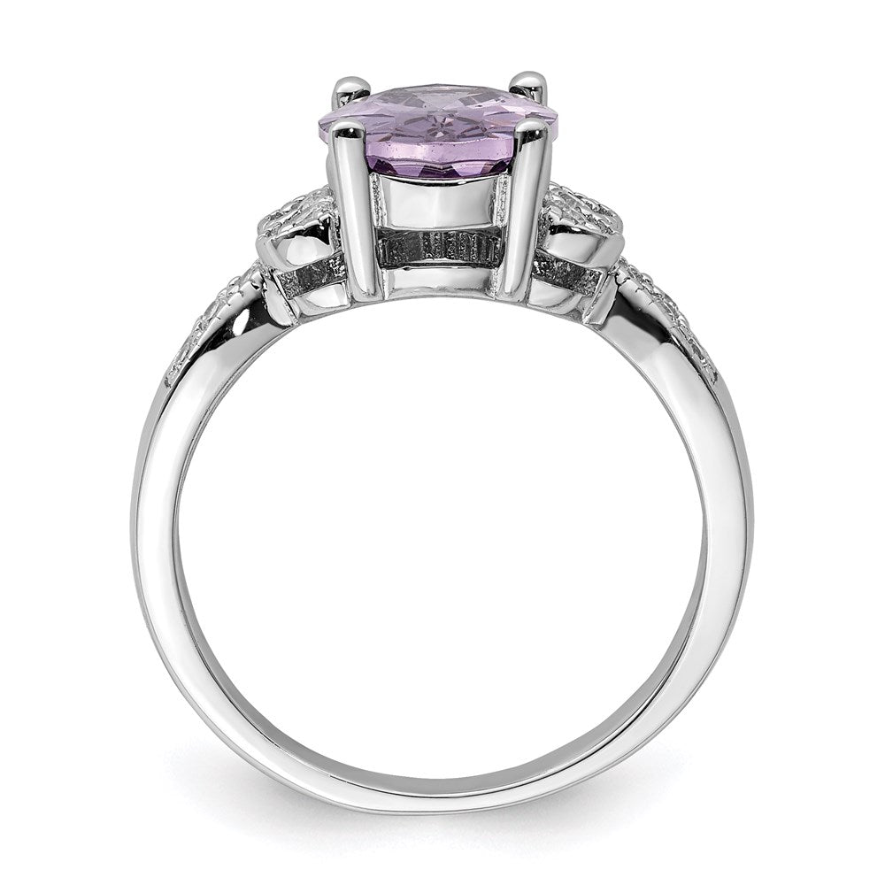 Sterling Silver Purple And Clear Cz Ring