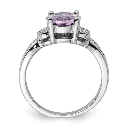 Sterling Silver Purple And Clear Cz Ring