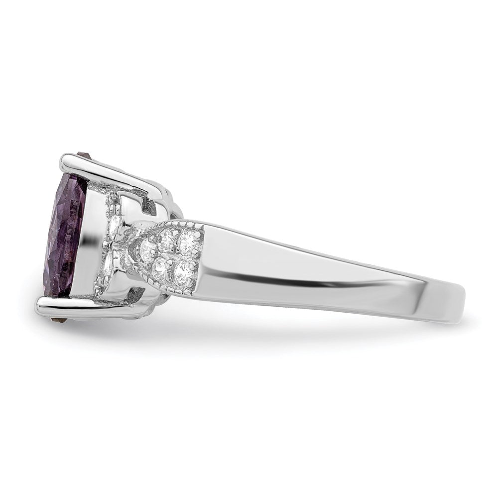 Sterling Silver Purple And Clear Cz Ring
